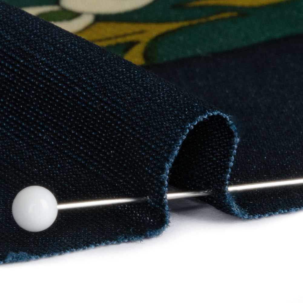 Blue, Brown and Green Floral Silk Jersey Panel Folded Blue, Brown and Green Floral Silk Jersey Panel Folded