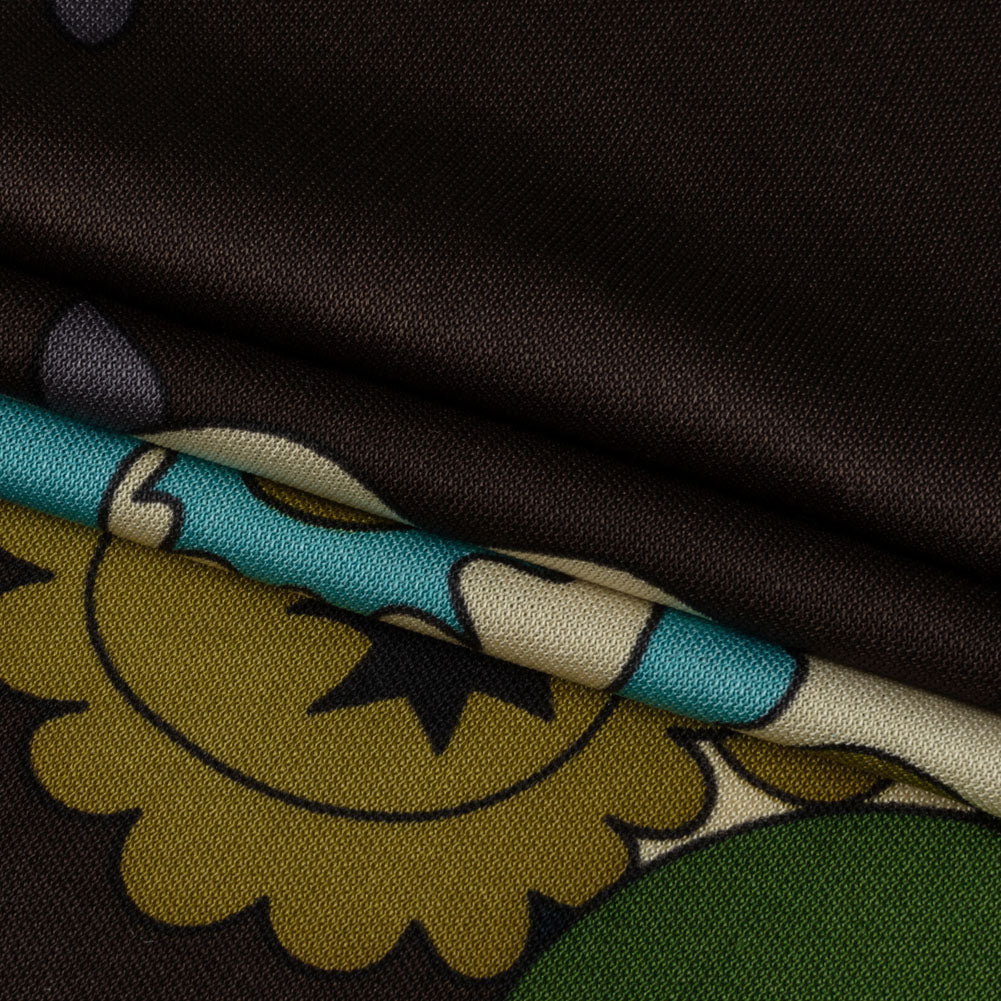 Blue, Brown and Green Floral Silk Jersey Panel Full Blue, Brown and Green Floral Silk Jersey Panel Full