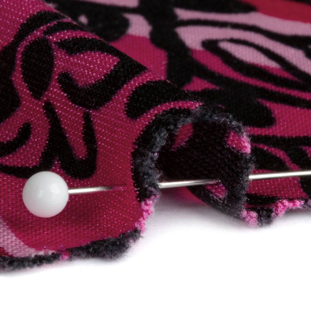 Bubblegum, Fuchsia and Wine Diamonds and Floral Outlines Silk Jersey Folded Bubblegum, Fuchsia and Wine Diamonds and Floral Outlines Silk Jersey Folded