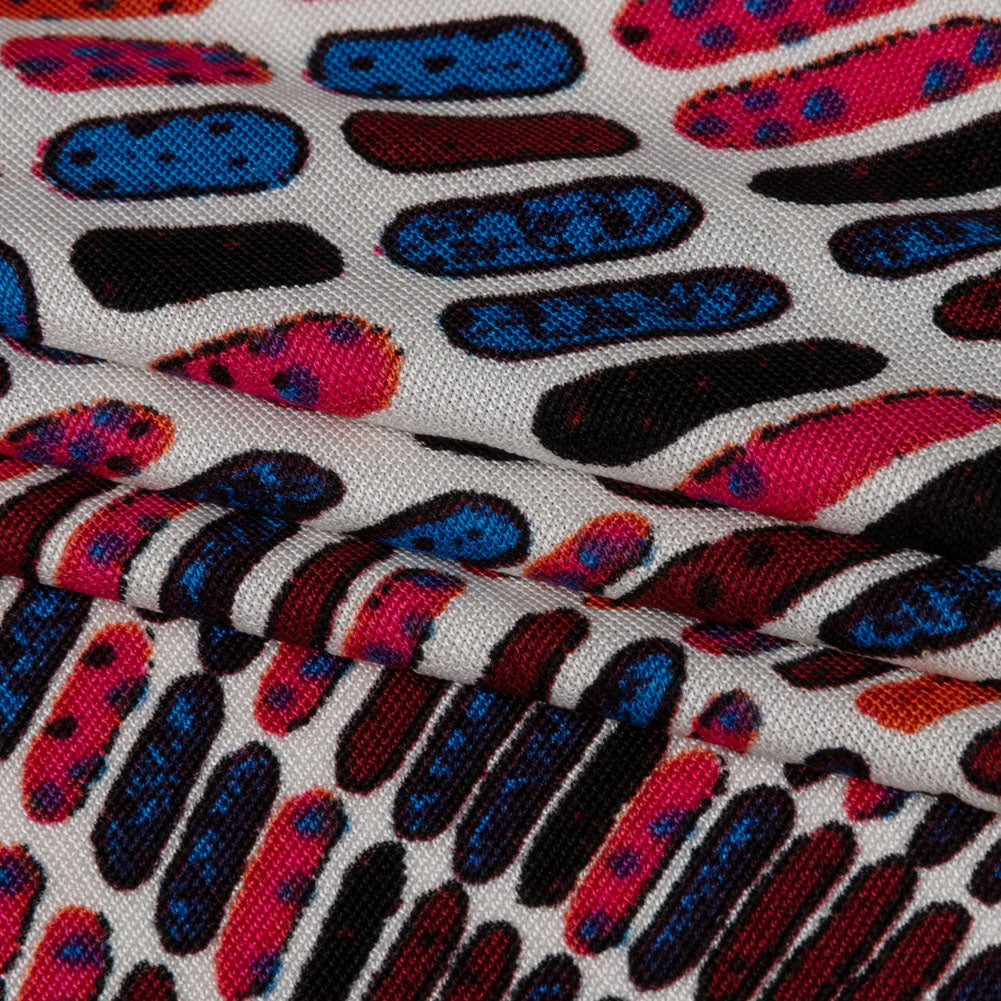 Pink, Orange and Blue Shapely Waves Silk Jersey Full Pink, Orange and Blue Shapely Waves Silk Jersey Full