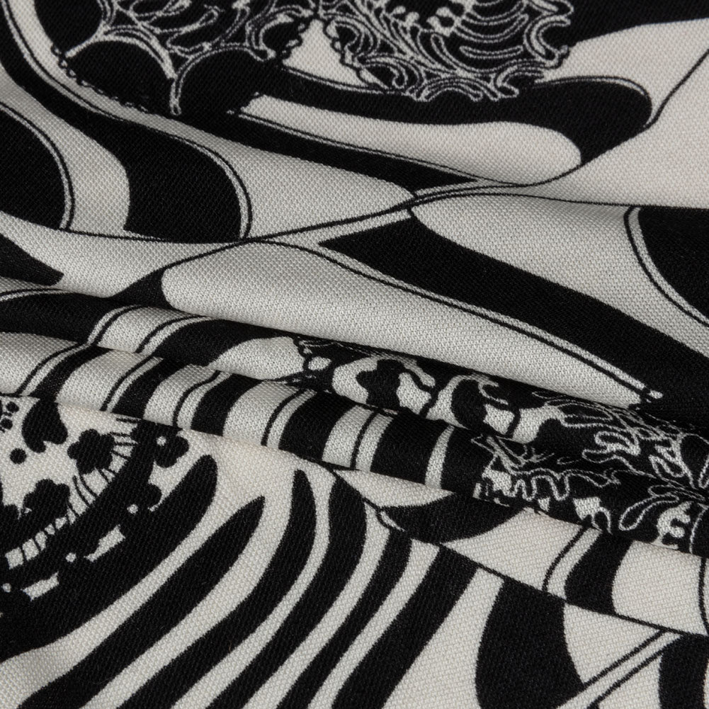 Black and White Floral Delight Silk Jersey Full Black and White Floral Delight Silk Jersey Full