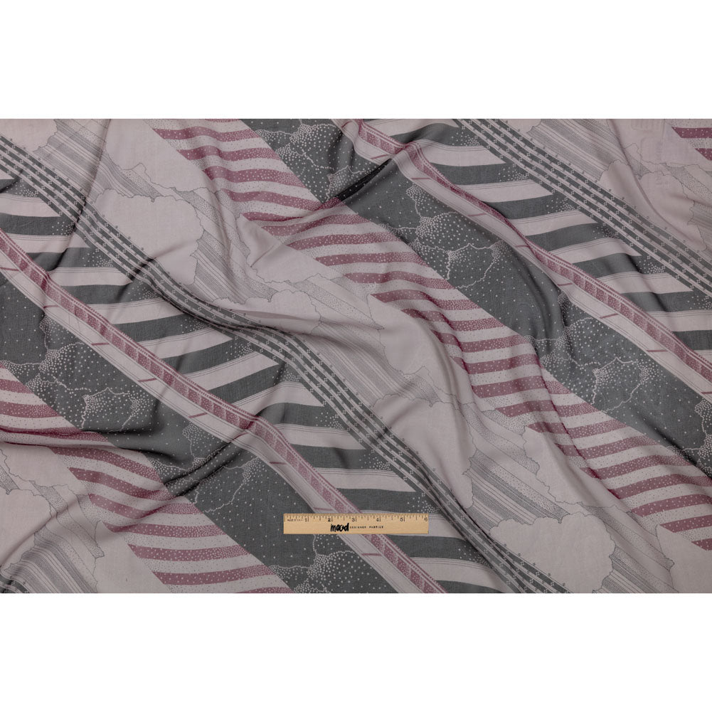 Plum, Black and Lavender Clouds and Stripes Silk Chiffon Drape Plum, Black and Lavender Clouds and Stripes Silk Chiffon Drape