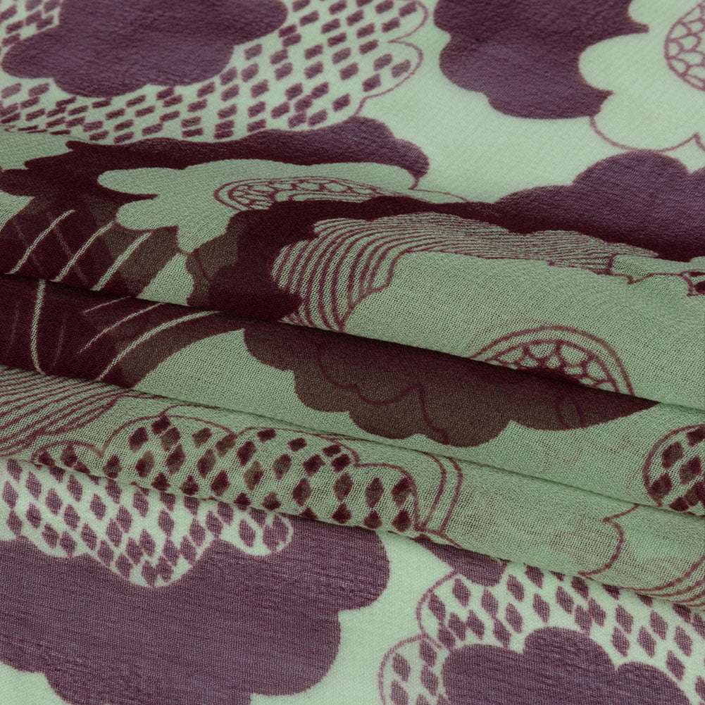 Chocolate and Mint Flowers in the Sky Silk Chiffon Full Chocolate and Mint Flowers in the Sky Silk Chiffon Full