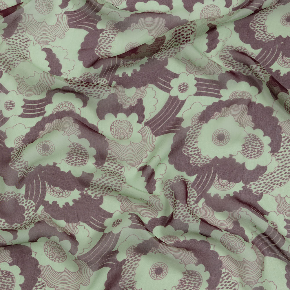 Chocolate and Mint Flowers in the Sky Silk Chiffon Chocolate and Mint Flowers in the Sky Silk Chiffon