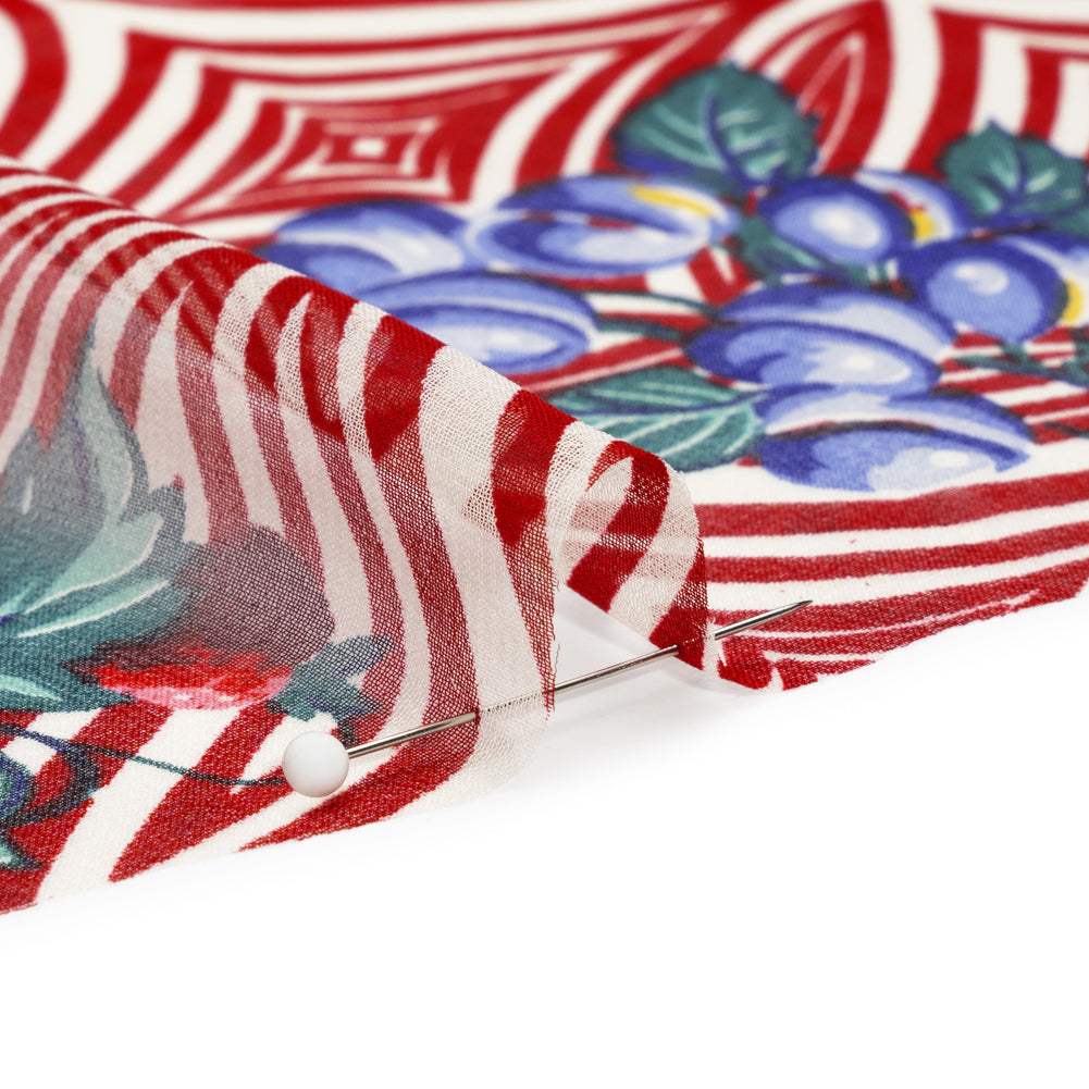 Red, White, and Green Op Art Fruits Silk Chiffon Folded Red, White, and Green Op Art Fruits Silk Chiffon Folded