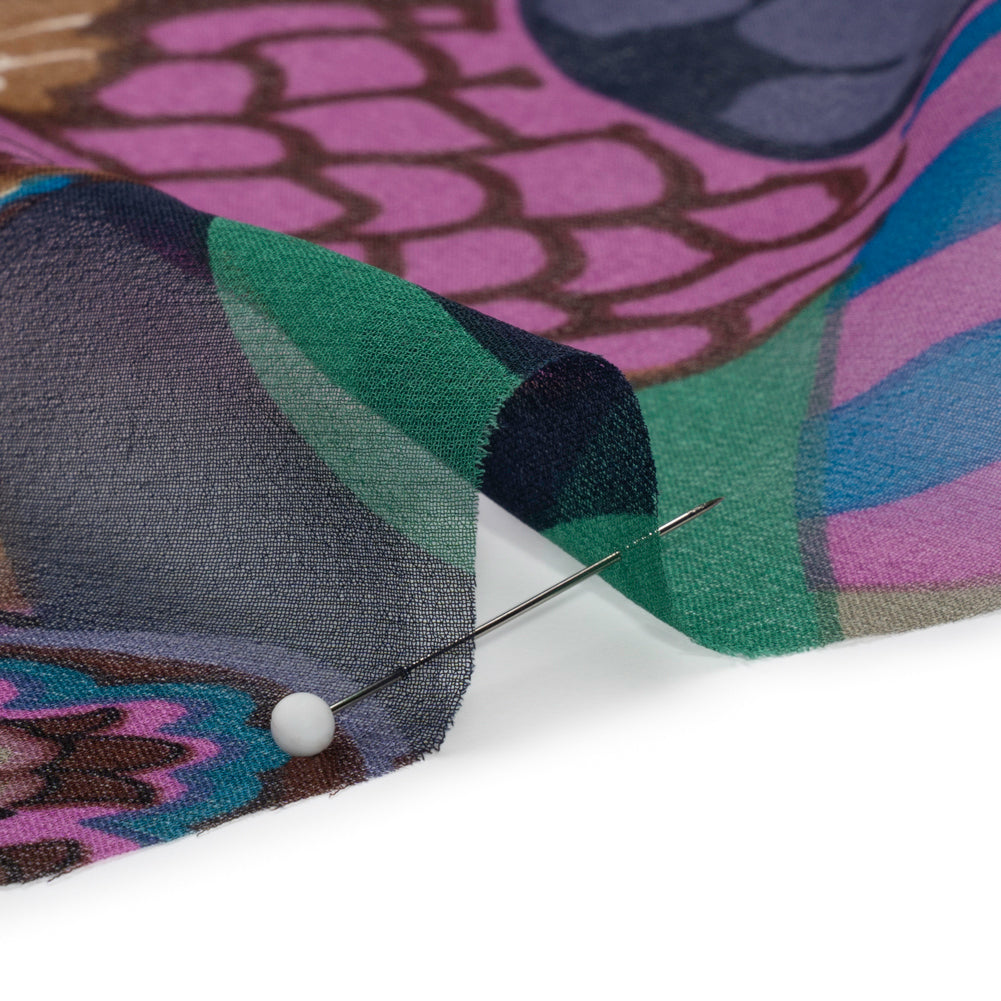 Purple, Blue and Brown Garden Patches Silk Chiffon Folded Purple, Blue and Brown Garden Patches Silk Chiffon Folded