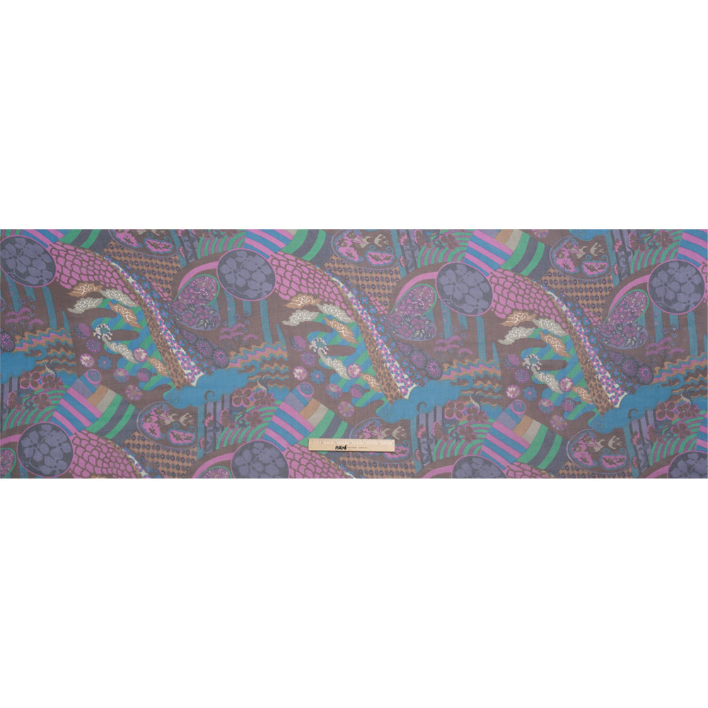 Purple, Blue and Brown Garden Patches Silk Chiffon Drape Purple, Blue and Brown Garden Patches Silk Chiffon Drape