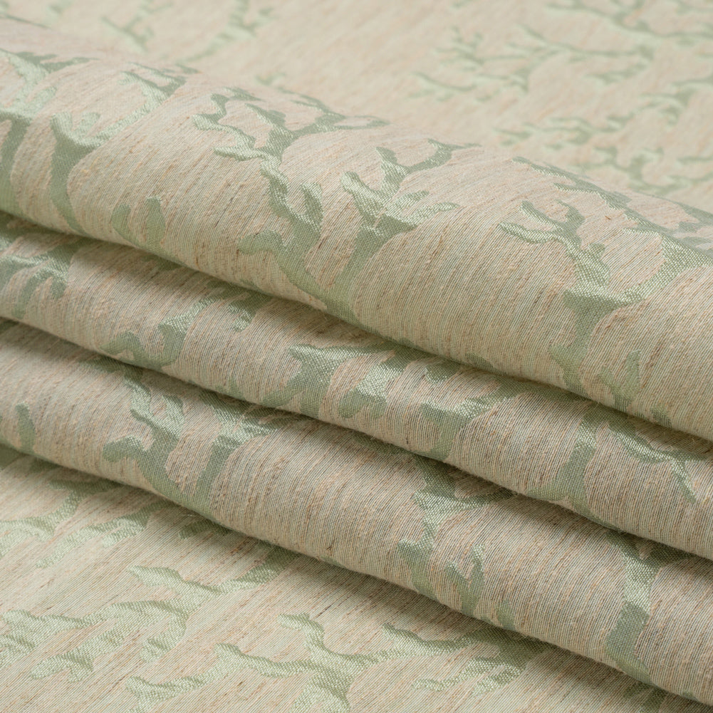 Luminous Sage Green and Heathered Beige Winter Trees Lightweight Polyester and Linen Brocade Luminous Sage Green and Heathered Beige Winter Trees Lightweight Polyester and Linen Brocade