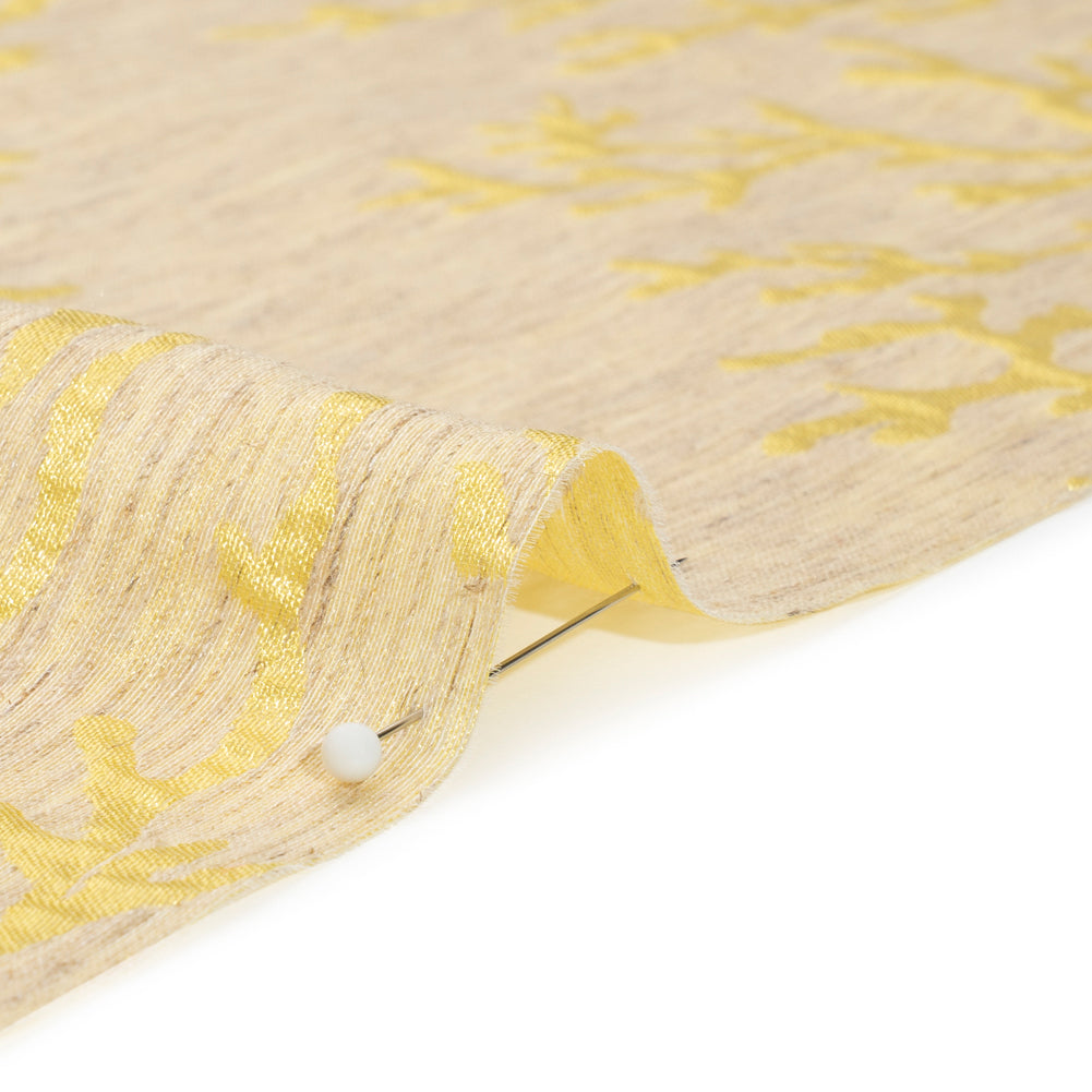 Luminous Yellow and Heathered Beige Winter Trees Lightweight Polyester and Linen Brocade Luminous Yellow and Heathered Beige Winter Trees Lightweight Polyester and Linen Brocade