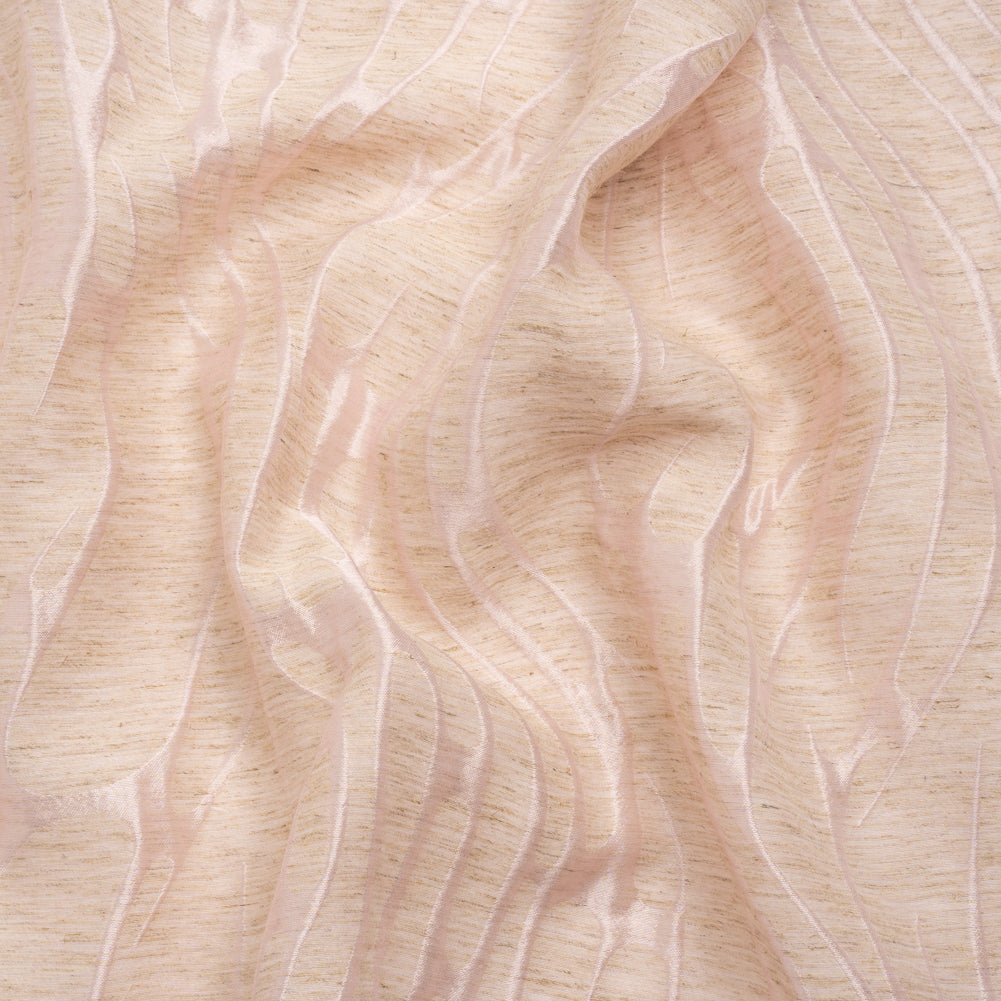 Luminous Pink and Heathered Beige Ripples Lightweight Polyester and Linen Brocade Luminous Pink and Heathered Beige Ripples Lightweight Polyester and Linen Brocade