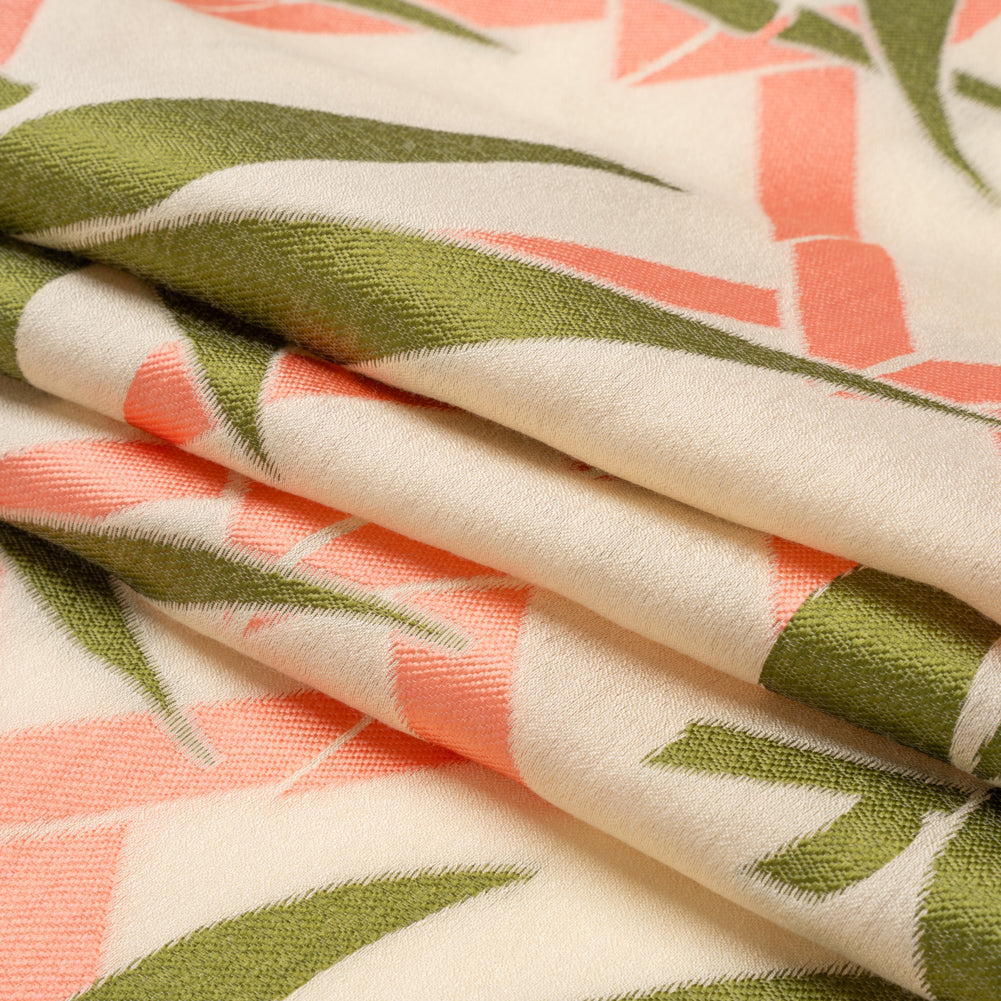 Olive, Peachy Pink and Beige Bamboo Lattice Lightweight Polyester and Viscose Luxury Brocade Olive, Peachy Pink and Beige Bamboo Lattice Lightweight Polyester and Viscose Luxury Brocade