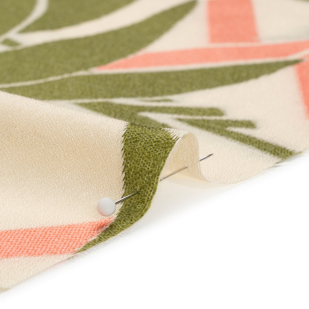 Olive, Peachy Pink and Beige Bamboo Lattice Lightweight Polyester and Viscose Luxury Brocade Olive, Peachy Pink and Beige Bamboo Lattice Lightweight Polyester and Viscose Luxury Brocade