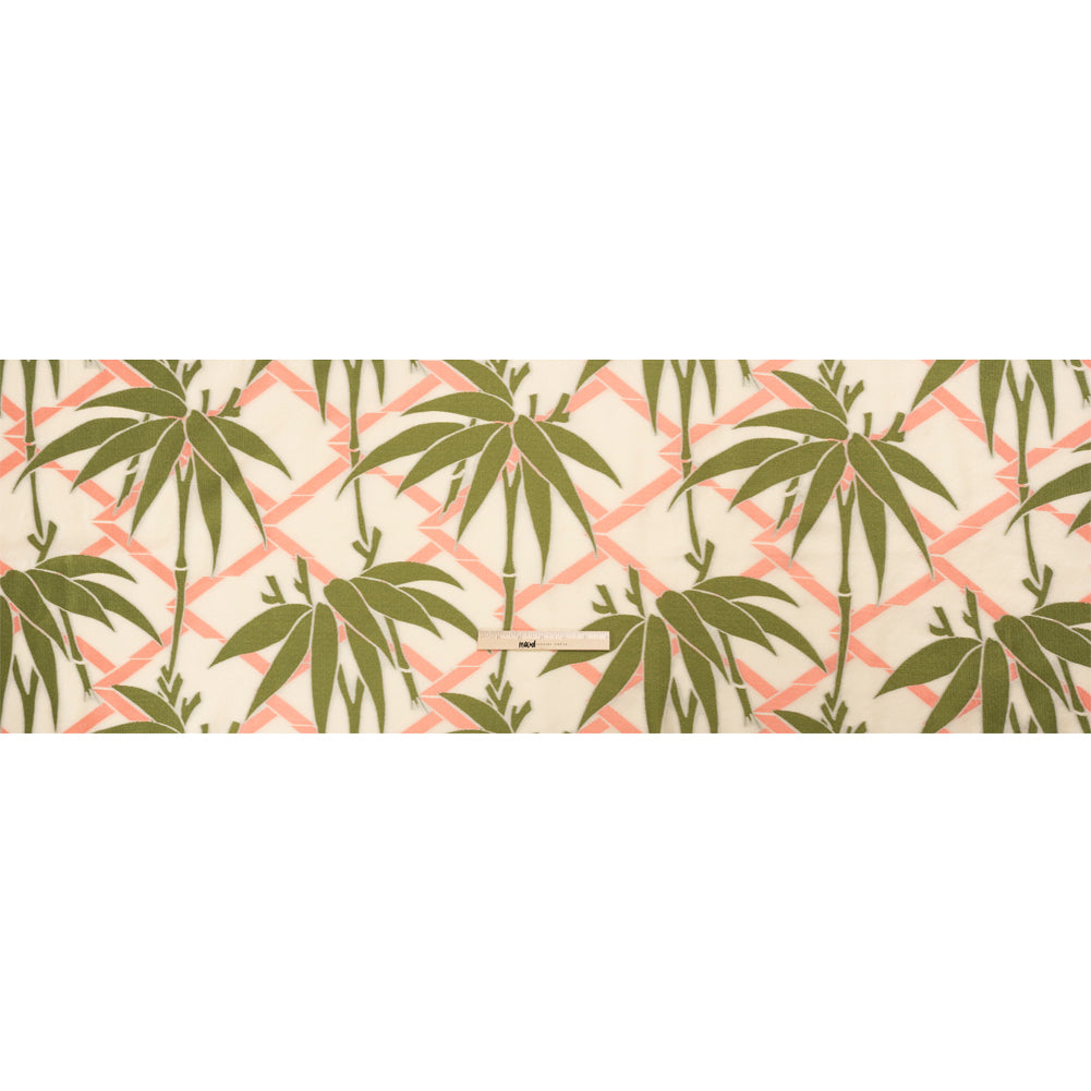 Olive, Peachy Pink and Beige Bamboo Lattice Lightweight Polyester and Viscose Luxury Brocade Olive, Peachy Pink and Beige Bamboo Lattice Lightweight Polyester and Viscose Luxury Brocade