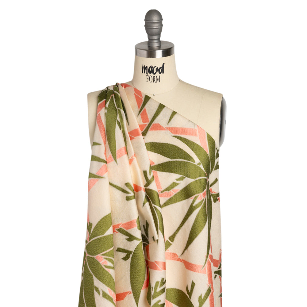 Olive, Peachy Pink and Beige Bamboo Lattice Lightweight Polyester and Viscose Luxury Brocade Olive, Peachy Pink and Beige Bamboo Lattice Lightweight Polyester and Viscose Luxury Brocade
