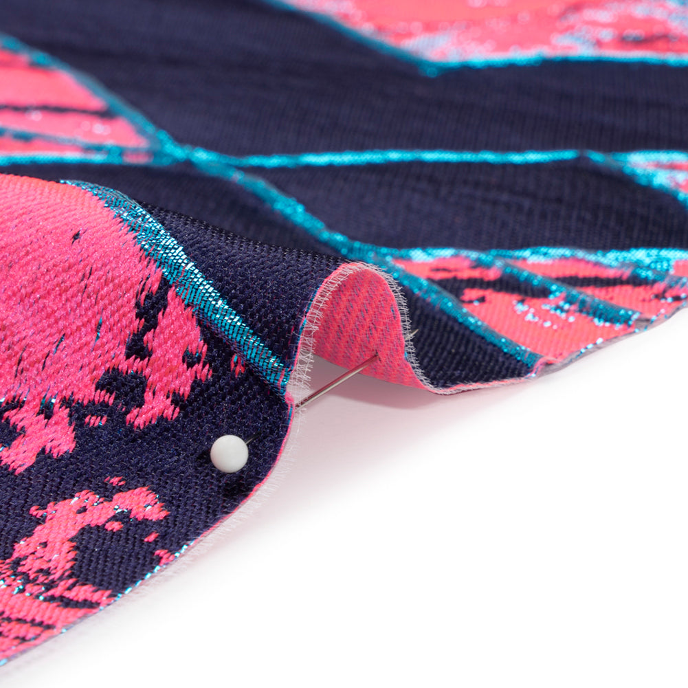 Metallic Teal, Navy and Hot Pink Diamond Dreams Luxury Brocade Metallic Teal, Navy and Hot Pink Diamond Dreams Luxury Brocade