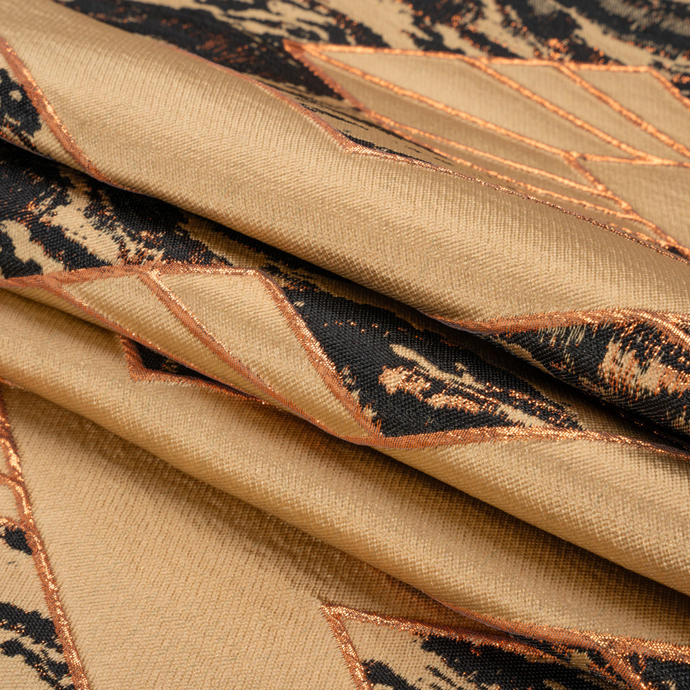 Metallic Copper, Beige and Black Diamond Dreams Luxury Brocade - Folded Metallic Copper, Beige and Black Diamond Dreams Luxury Brocade - Folded