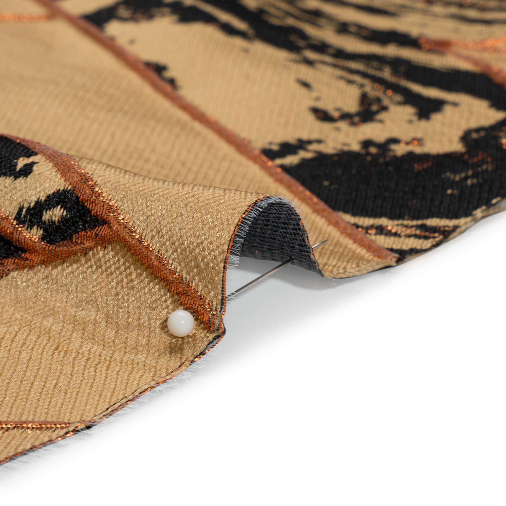 Metallic Copper, Beige and Black Diamond Dreams Luxury Brocade - Detail Metallic Copper, Beige and Black Diamond Dreams Luxury Brocade - Detail