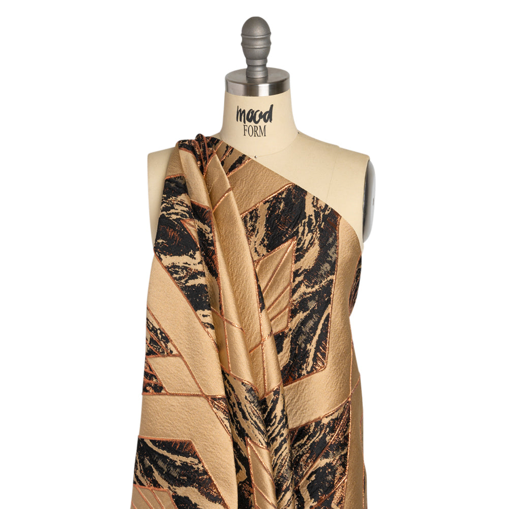 Metallic Copper, Beige and Black Diamond Dreams Luxury Brocade - Drape Metallic Copper, Beige and Black Diamond Dreams Luxury Brocade - Drape