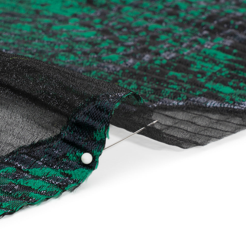 Metallic Black and Green Abstract Formations Ribbed Burnout Luxury Brocade Metallic Black and Green Abstract Formations Ribbed Burnout Luxury Brocade