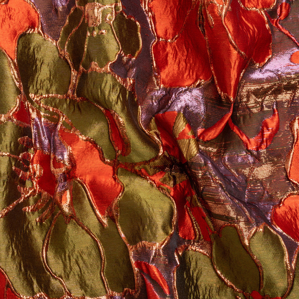 Metallic Burnt Orange, Lilac and Olive Floral Luxury Brocade Metallic Burnt Orange, Lilac and Olive Floral Luxury Brocade