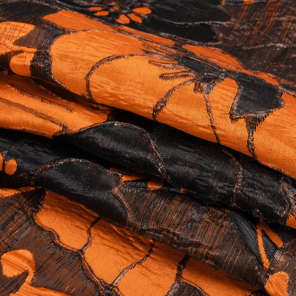 Metallic Black and Orange Floral Luxury Brocade Metallic Black and Orange Floral Luxury Brocade