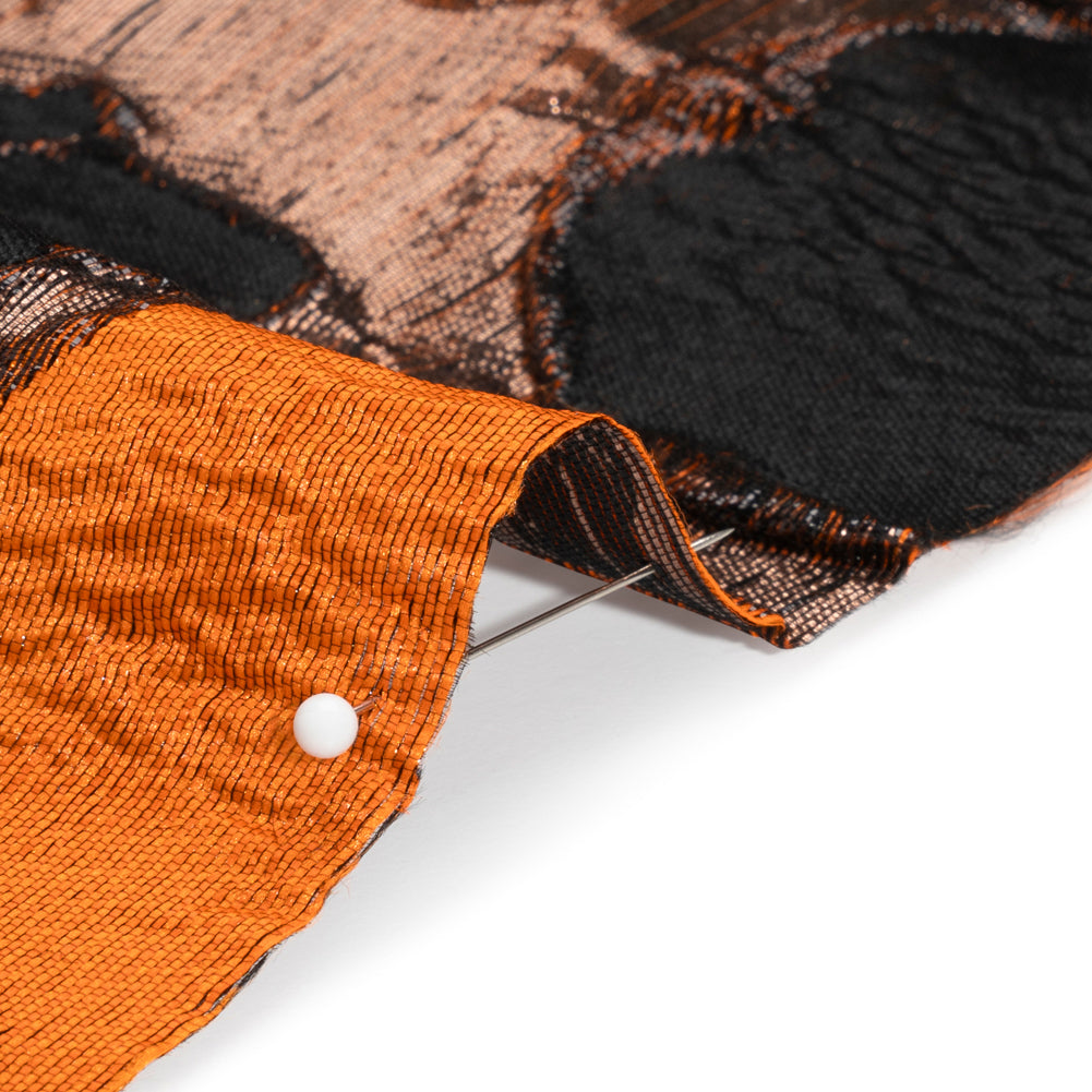 Metallic Black and Orange Floral Luxury Brocade Metallic Black and Orange Floral Luxury Brocade
