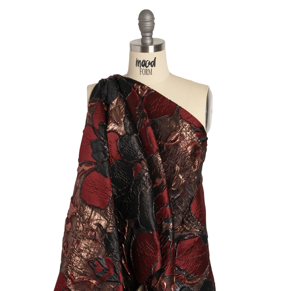 Metallic Copper, Burgundy and Black Floral Luxury Brocade Metallic Copper, Burgundy and Black Floral Luxury Brocade