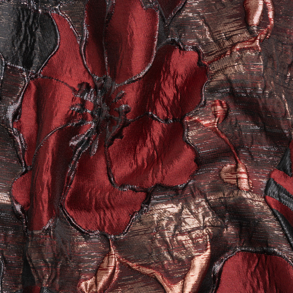 Metallic Copper, Burgundy and Black Floral Luxury Brocade Metallic Copper, Burgundy and Black Floral Luxury Brocade