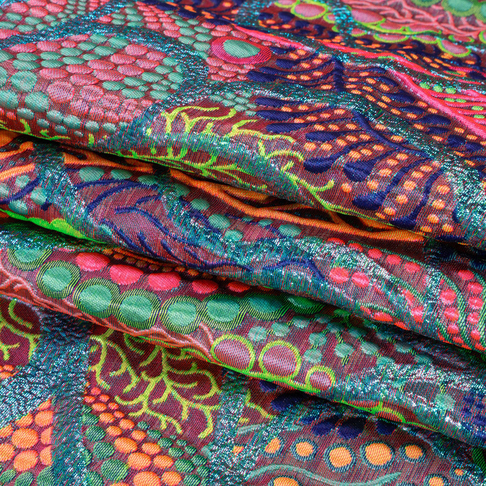 Metallic Blue, Pink and Green Organic Flow Luxury Brocade Metallic Blue, Pink and Green Organic Flow Luxury Brocade