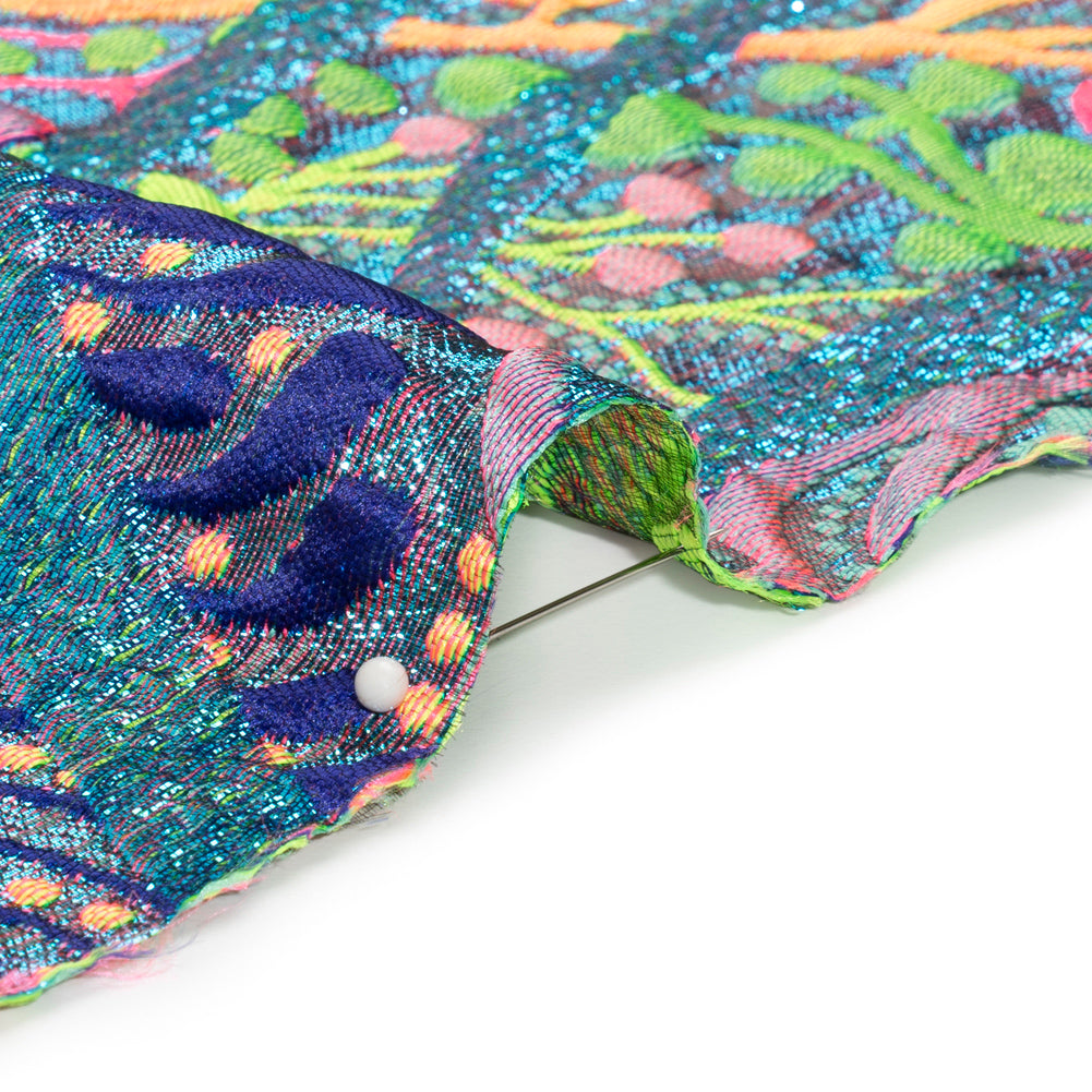 Metallic Blue, Pink and Green Organic Flow Luxury Brocade Metallic Blue, Pink and Green Organic Flow Luxury Brocade