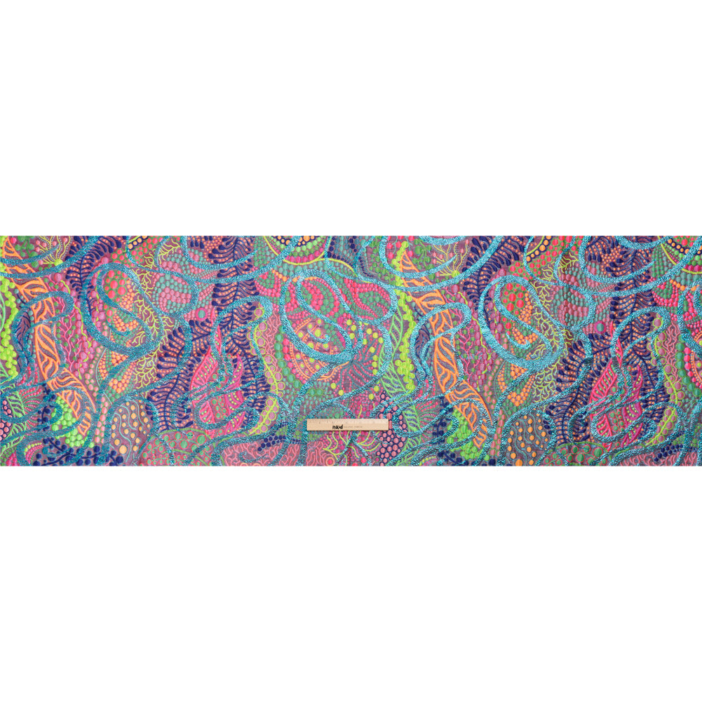Metallic Blue, Pink and Green Organic Flow Luxury Brocade Metallic Blue, Pink and Green Organic Flow Luxury Brocade