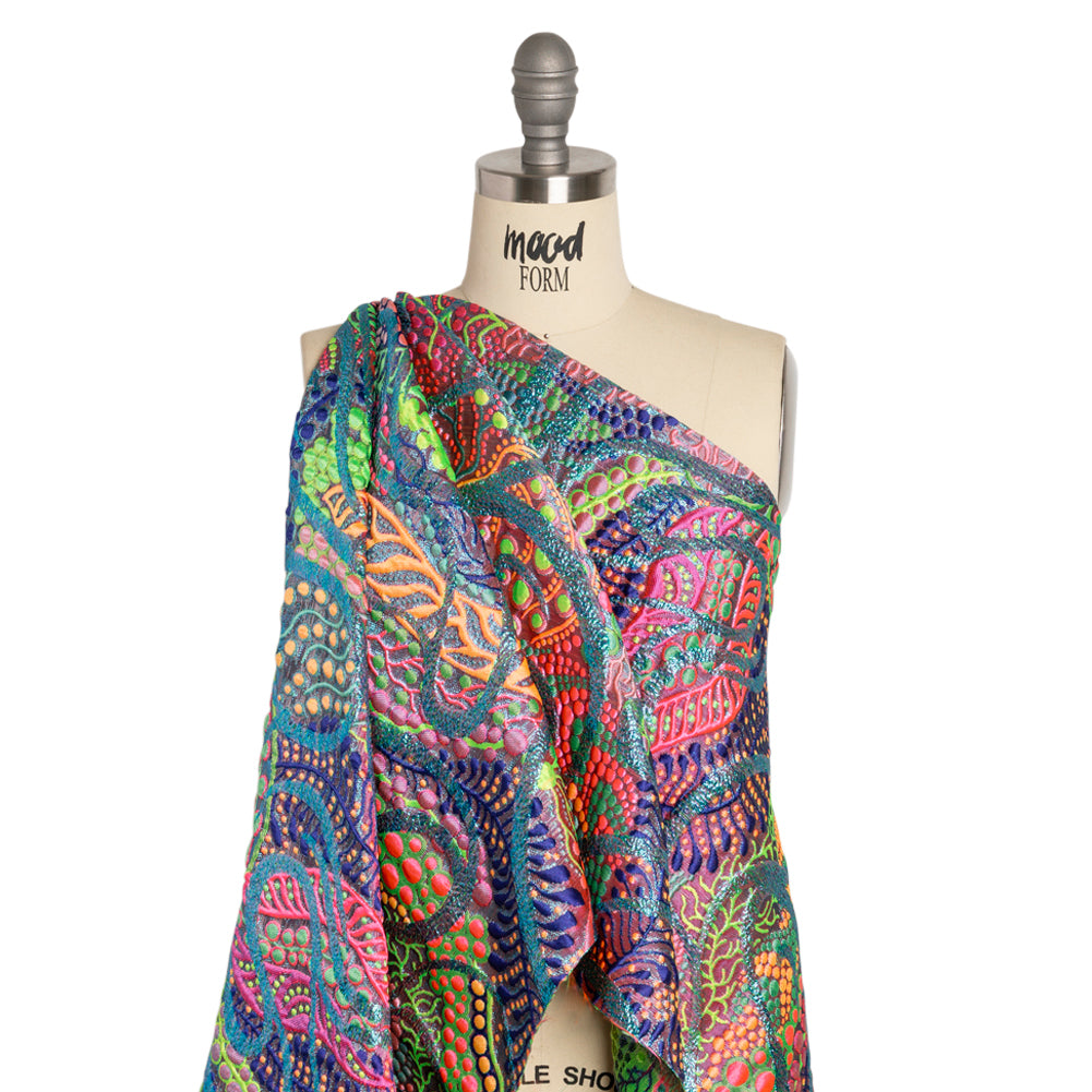 Metallic Blue, Pink and Green Organic Flow Luxury Brocade Metallic Blue, Pink and Green Organic Flow Luxury Brocade