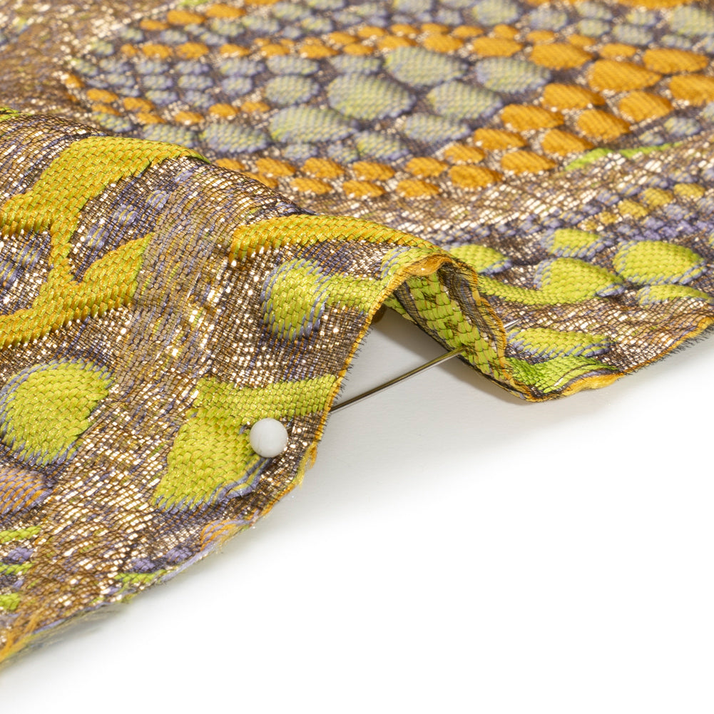 Metallic Gold, Yellow and Periwinkle Organic Flow Luxury Brocade Metallic Gold, Yellow and Periwinkle Organic Flow Luxury Brocade