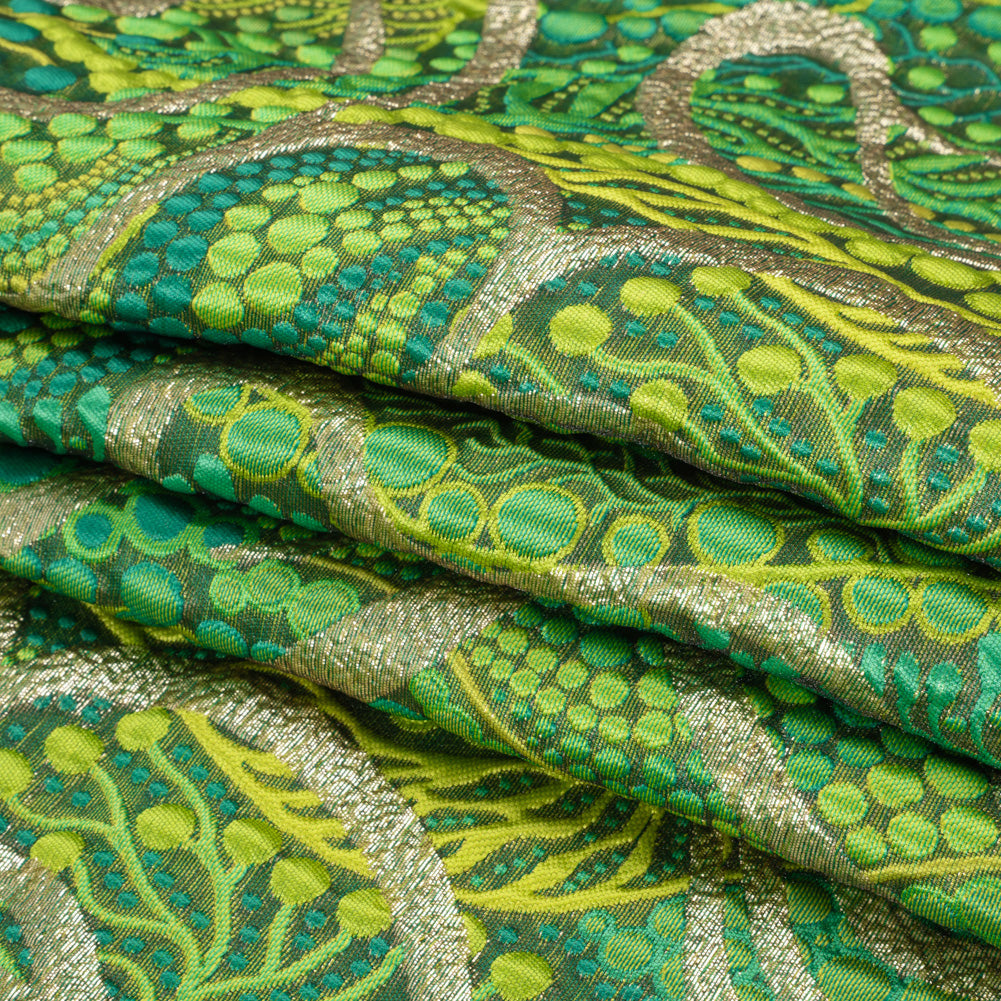 Metallic Gold and Lime Green Organic Flow Luxury Brocade Metallic Gold and Lime Green Organic Flow Luxury Brocade