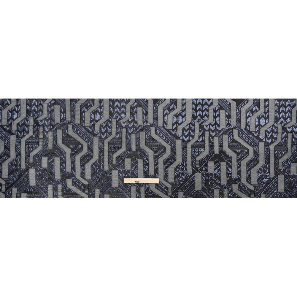 Metallic Midnight and Black Geometric Pathways Luxury Burnout Brocade Metallic Midnight and Black Geometric Pathways Luxury Burnout Brocade