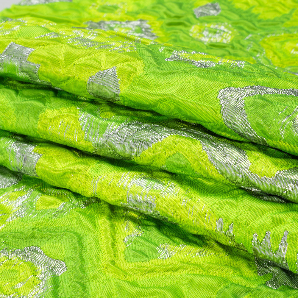 Metallic Silver and Lime Green Diamond Skies Luxury Brocade Metallic Silver and Lime Green Diamond Skies Luxury Brocade