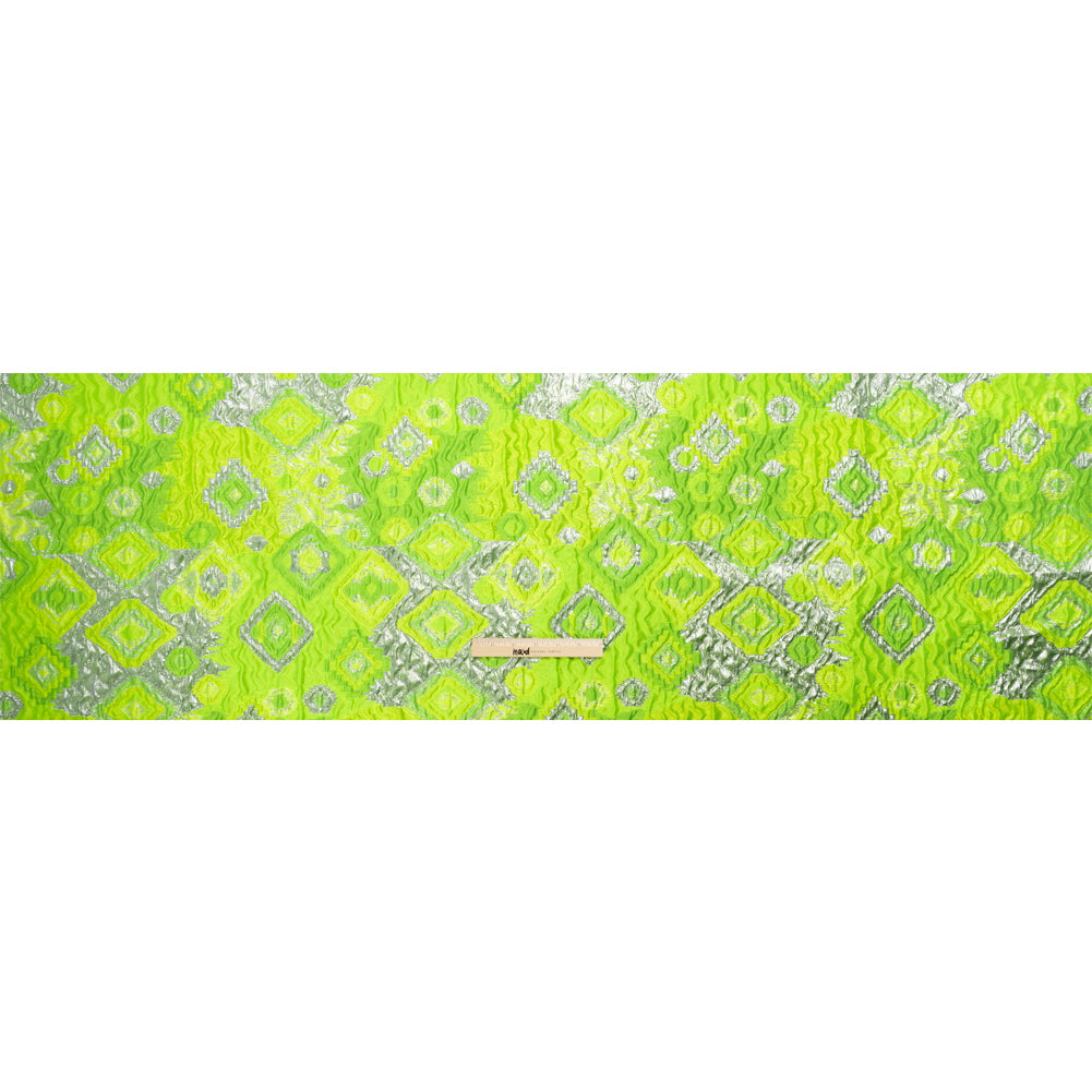 Metallic Silver and Lime Green Diamond Skies Luxury Brocade Metallic Silver and Lime Green Diamond Skies Luxury Brocade