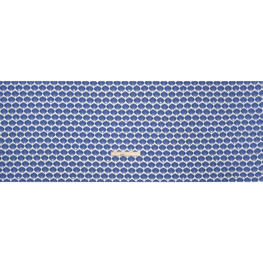 Cotton and Rayon Shirting - Blue and White Seashells Drape Cotton and Rayon Shirting - Blue and White Seashells Drape