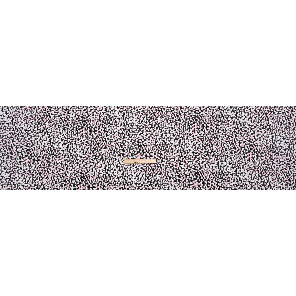 Stretch Rayon Jersey - Black, Pink and White Abstract Spots Full Stretch Rayon Jersey - Black, Pink and White Abstract Spots Full