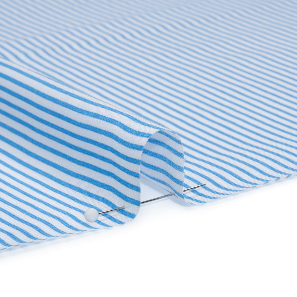 Cotton and Rayon Shirting - Blue and White Candy Stripes Folded Cotton and Rayon Shirting - Blue and White Candy Stripes Folded