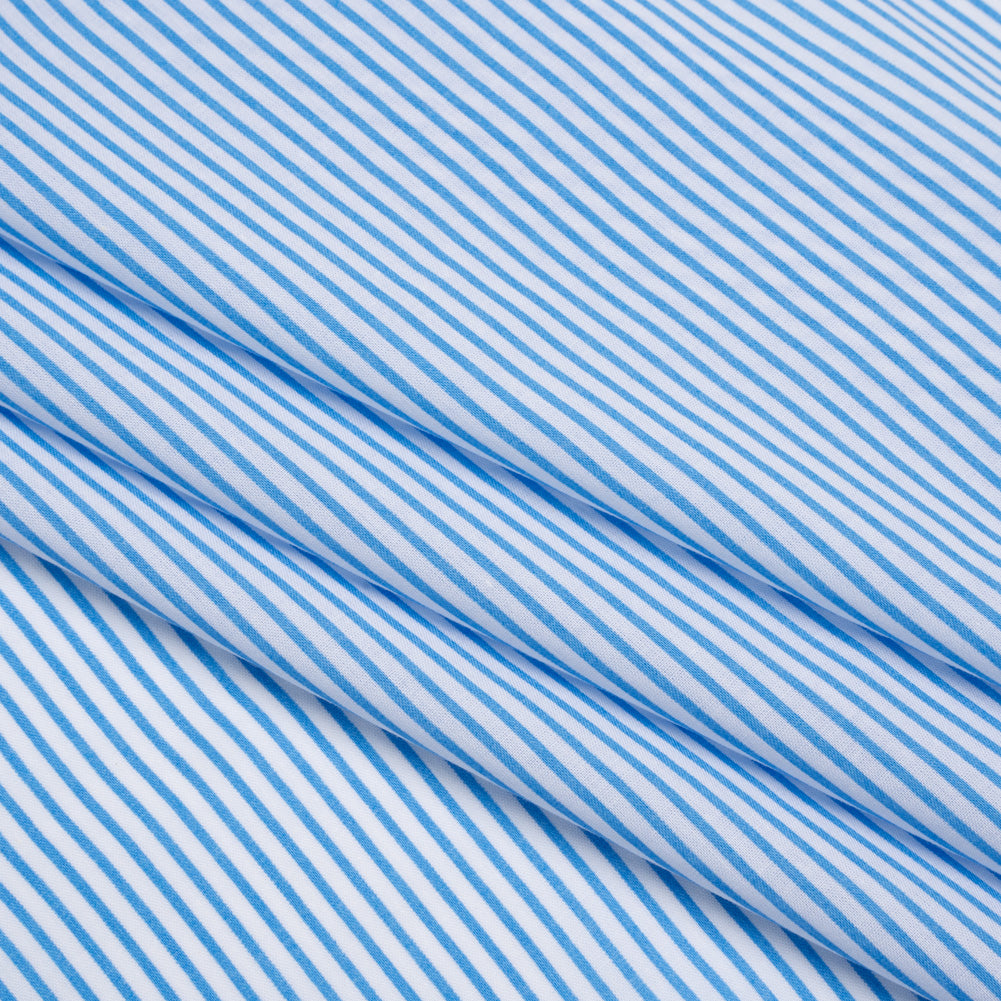 Cotton and Rayon Shirting - Blue and White Candy Stripes Full Cotton and Rayon Shirting - Blue and White Candy Stripes Full