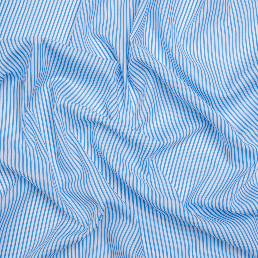 Cotton and Rayon Shirting - Blue and White Candy Stripes Cotton and Rayon Shirting - Blue and White Candy Stripes