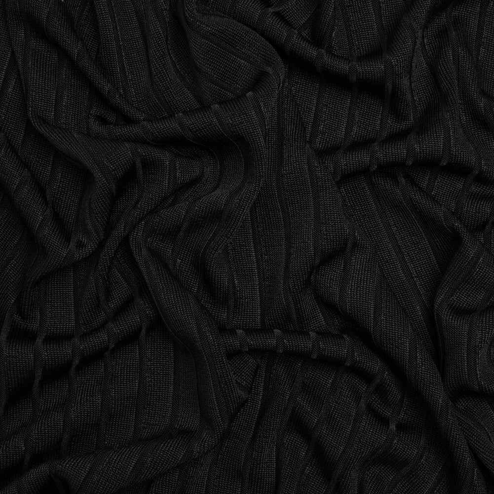 Stretch Polyester 3x10 Rib Knit - Caviar Black Stretch Polyester 3x10 Rib Knit - Caviar Black