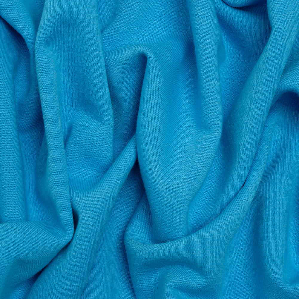 Cotton and Polyester French Terry - Turquoise Blue Cotton and Polyester French Terry - Turquoise Blue