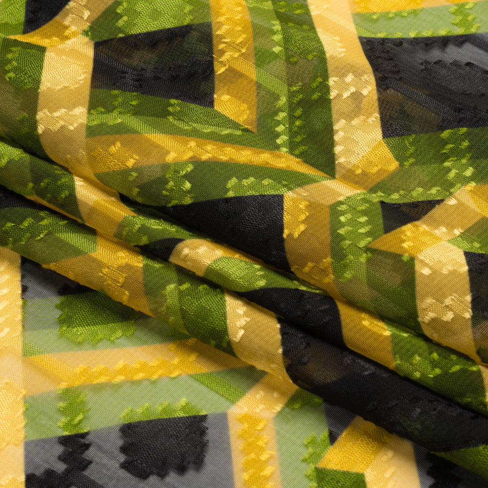 Geometric Burnout Polyester Woven Print - Green, Yellow and Black Geometric - Mood Exclusive Bananquit Babble Full Geometric Burnout Polyester Woven Print - Green, Yellow and Black Geometric - Mood Exclusive Bananquit Babble Full