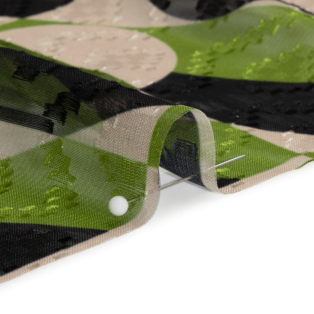 Geometric Burnout Polyester Woven Print - Green Circles and Rectangles - Mood Exclusive Floyd's Moon Folded Geometric Burnout Polyester Woven Print - Green Circles and Rectangles - Mood Exclusive Floyd's Moon Folded