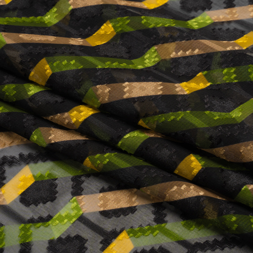 Geometric Burnout Polyester Woven Print - Green Zig Zags - Mood Exclusive Wicked Will Island Full Geometric Burnout Polyester Woven Print - Green Zig Zags - Mood Exclusive Wicked Will Island Full