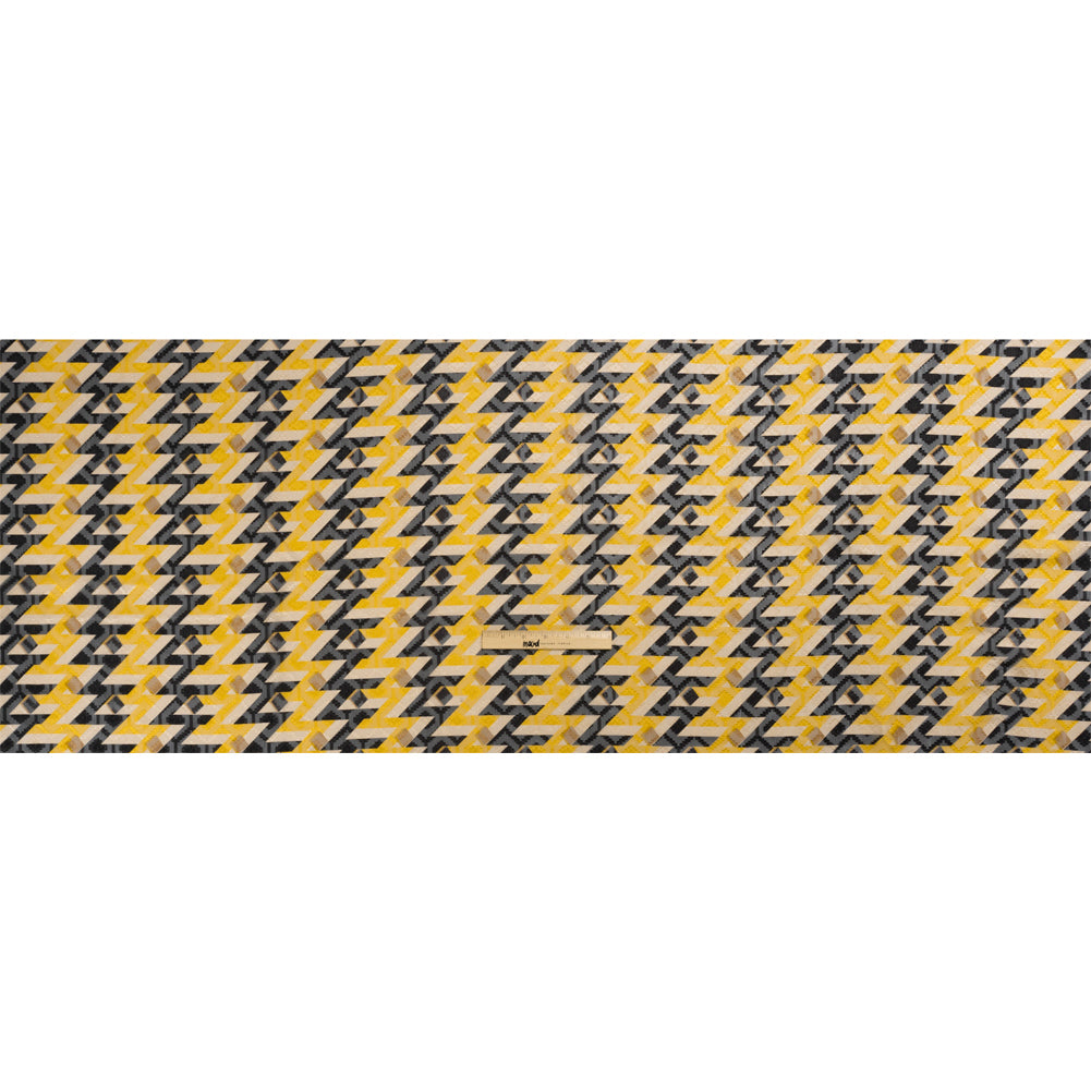 Geometric Burnout Polyester Woven Print - Cream, Yellow and Black Geometric - Mood Exclusive Treasures Untold Drape Geometric Burnout Polyester Woven Print - Cream, Yellow and Black Geometric - Mood Exclusive Treasures Untold Drape
