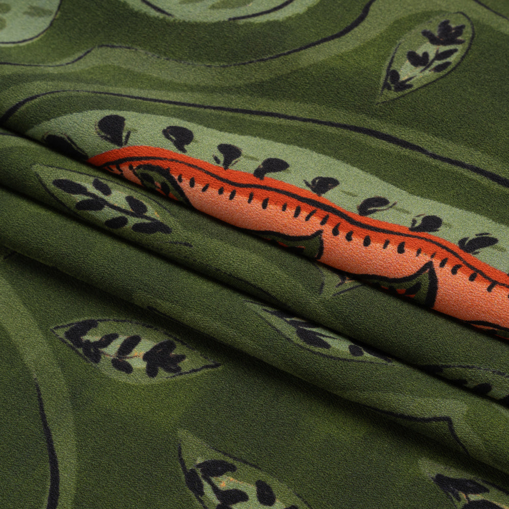 Mood Exclusive Green Bountiful Blooms Lightweight Polyester Crepe Folded Mood Exclusive Green Bountiful Blooms Lightweight Polyester Crepe Folded