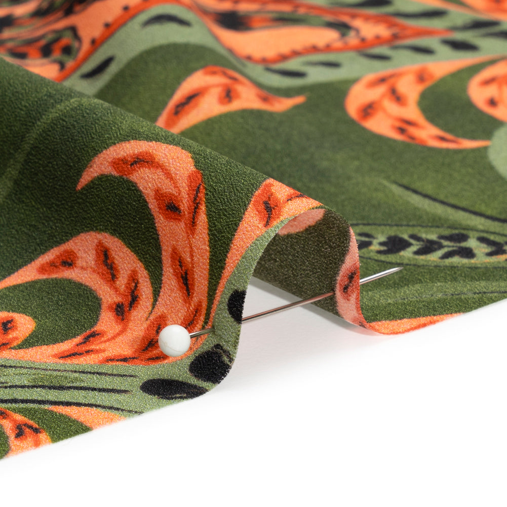 Mood Exclusive Green Bountiful Blooms Lightweight Polyester Crepe Detail Mood Exclusive Green Bountiful Blooms Lightweight Polyester Crepe Detail